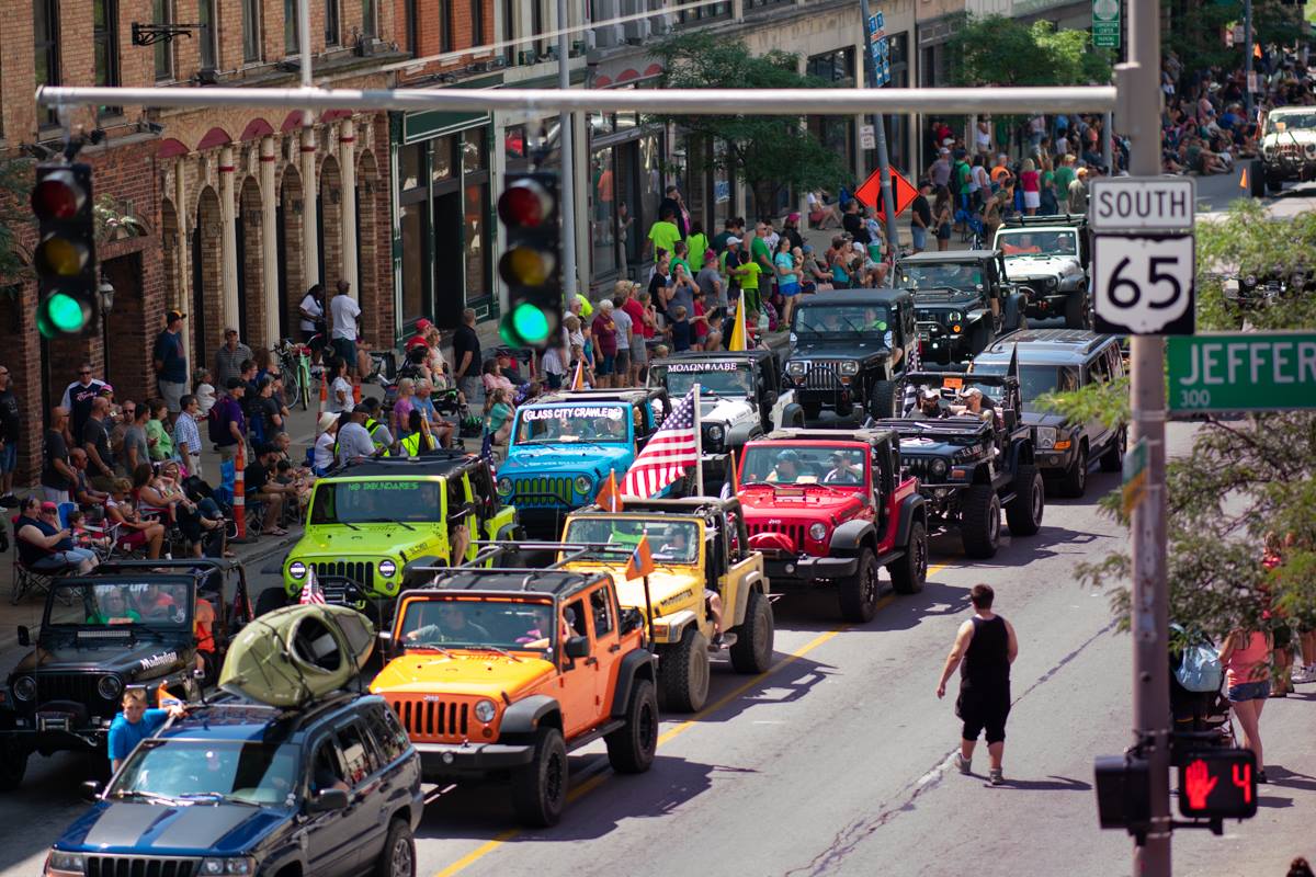 Jeep Parade in Downtown Street